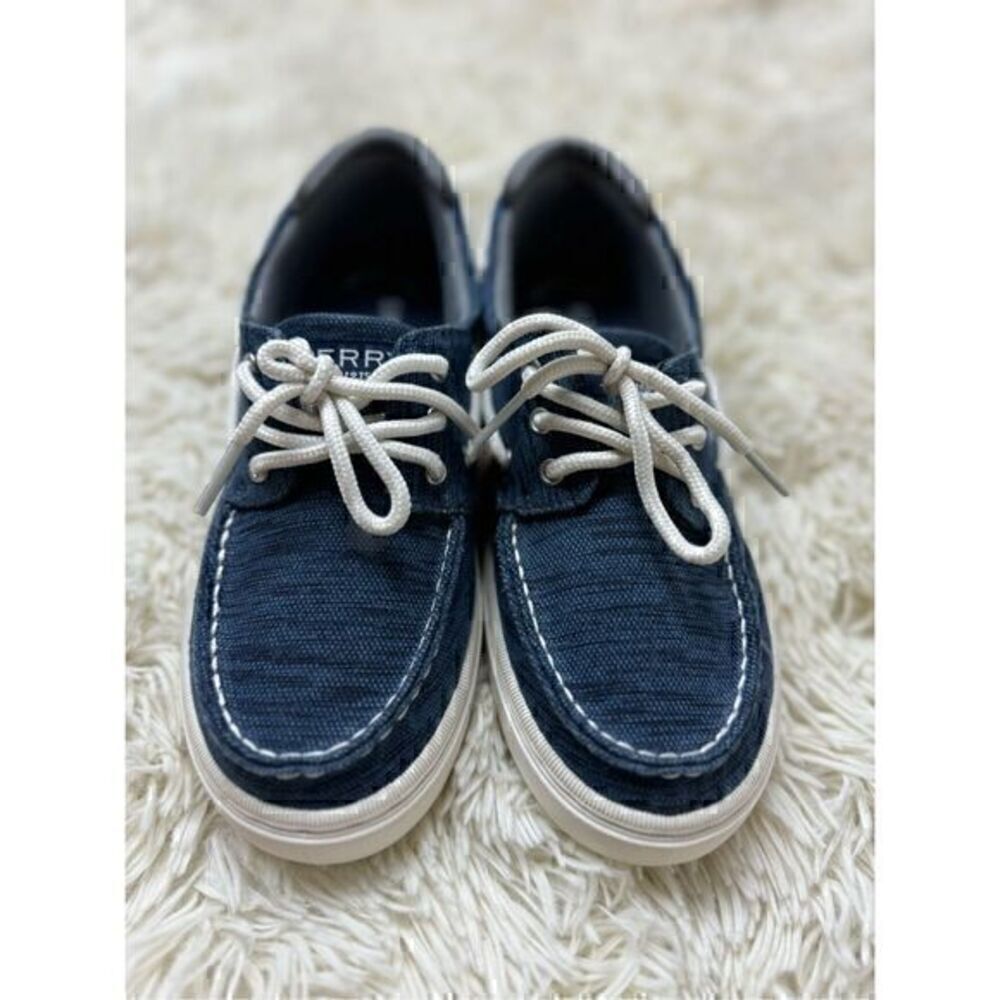 Excellent Used Condition Blue & White Sperry Loafers Size 3
